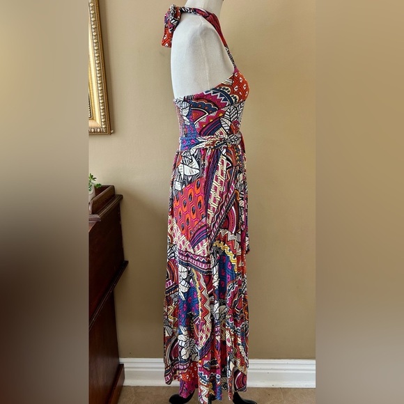Anthropologie Maeve Cynthia Halter Maxi Dress Colorful Tribal Size S Small - Picture 8 of 15